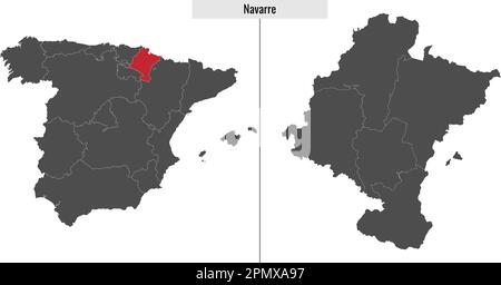 mappa della comunità autonoma della Navarra e posizione sulla mappa spagnola Illustrazione Vettoriale