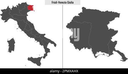 mappa della provincia del Friuli-Venezia Giulia e posizione sulla mappa italiana Illustrazione Vettoriale