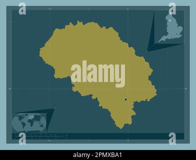 Craven, distretto non metropolitano dell'Inghilterra - Gran Bretagna. Forma a tinta unita. Mappe delle posizioni ausiliarie degli angoli Foto Stock