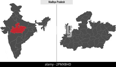 madhya Pradesh stato dell'India e posizione sulla mappa indiana Illustrazione Vettoriale