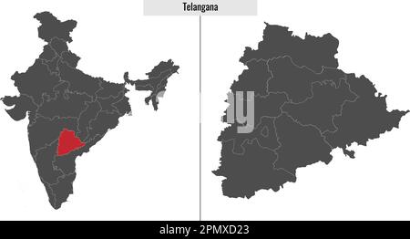 stato di Telangana e posizione sulla mappa indiana Illustrazione Vettoriale