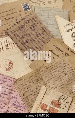 Lettere postali di archivio dal WW2 , 1941 - 1945, URSS Foto Stock