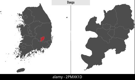 mappa dello stato di Daegu della Corea del Sud e posizione sulla mappa coreana Illustrazione Vettoriale
