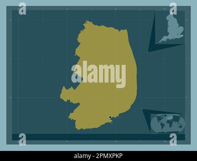 Dover, distretto non metropolitano dell'Inghilterra - Gran Bretagna. Forma a tinta unita. Mappe delle posizioni ausiliarie degli angoli Foto Stock