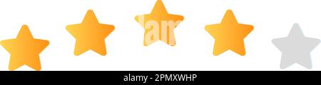 Valutazione del cliente. Recensione del prodotto icona a gradiente piatto giallo. Sito Web e pulsante di qualità dell'applicazione. Elementi di sfondo bianco isolati. Valutazione online del cliente. Concetto di feedback vettoriale della velocità di servizio Illustrazione Vettoriale