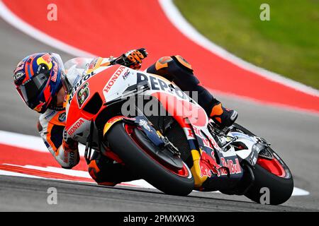 Austin, Stati Uniti. 14th Apr, 2023. AUSTIN, Texas/USA, sulla 14. APRILE 2023: Stefan BRADL pilota della MotoGP alla guida della fabbrica Honda della classe MotoGP sul Cuicuit delle Americhe ad Austin, in Texas, come pilota sostitutivo di Marc Marques che si sta riprendendo in Spagna da un incidente nella prima stagione di gara MotoGP. Foto e copyright immagini Diego SPERANI/DORNA/ATP (SPERANI Diego/ATP/SPP) Credit: SPP Sport Press Photo. /Alamy Live News Foto Stock