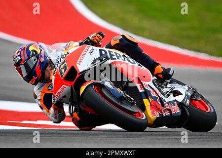 Austin, Stati Uniti. 14th Apr, 2023. AUSTIN, Texas/USA, sulla 14. APRILE 2023: Stefan BRADL pilota della MotoGP alla guida della fabbrica Honda della classe MotoGP sul Cuicuit delle Americhe ad Austin, in Texas, come pilota sostitutivo di Marc Marques che si sta riprendendo in Spagna da un incidente nella prima stagione di gara MotoGP. Foto e copyright immagini Diego SPERANI/DORNA/ATP (SPERANI Diego/ATP/SPP) Credit: SPP Sport Press Photo. /Alamy Live News Foto Stock
