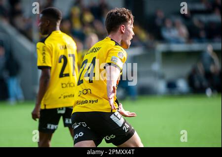 Goteborg, Svezia. 15th Apr 2023. Lars Olden Larsen di Hacken reagisce durante la partita di Allsvenskan tra BK Hacken e Kalmar FF il 15 aprile 2023 a Gothenburg. Credit: Oskar Olteus / Alamy Live News Foto Stock