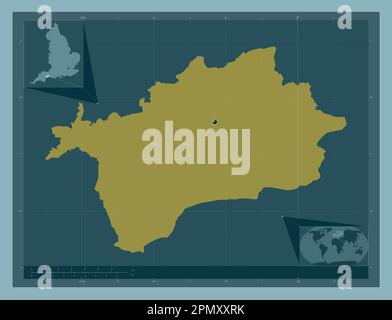 East Devon, distretto non metropolitano dell'Inghilterra - Gran Bretagna. Forma a tinta unita. Mappe delle posizioni ausiliarie degli angoli Foto Stock