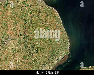 East Lindsey, distretto non metropolitano dell'Inghilterra - Gran Bretagna. Mappa satellitare a bassa risoluzione Foto Stock