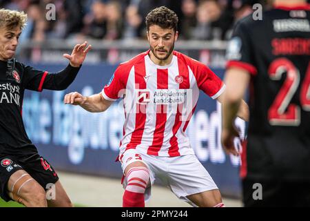 Herning, Danimarca. 14th, aprile 2023. Daniel Granli (5) di Aalborg Boldklub visto durante il Superliga match 3F tra FC Midtjylland e Aalborg Boldklub alla MCH Arena di Herning. (Photo credit: Gonzales Photo - Morten Kjaer). Foto Stock