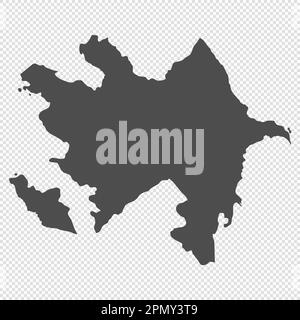 Mappa isolata dettagliata alta - Azerbaigian Illustrazione Vettoriale