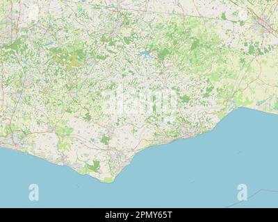 East Sussex, contea amministrativa dell'Inghilterra - Gran Bretagna. Aprire la mappa stradale Foto Stock