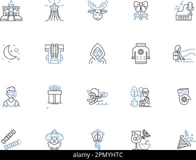 HiTech business outline raccolta icone. Tecnologia, innovazione, automazione, robotica, computer, Software, vettore di rete e illustrazione Illustrazione Vettoriale