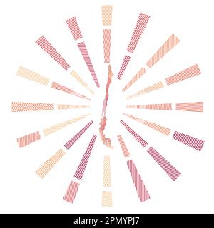 Cile sunburst. Basso poli strisce raggi e mappa del paese. Elegante illustrazione vettoriale. Illustrazione Vettoriale