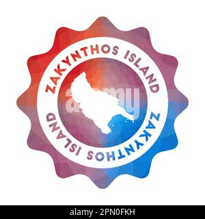 Logo basso Poly sull'isola di Zante. Colorato logo da viaggio in sfumatura in stile geometrico. Multicolore poligonale Isola di Zante segno arrotondato con mappa per yo Illustrazione Vettoriale