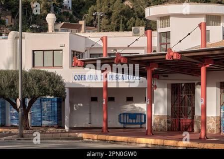 Associazione dei pescatori di Xabia, azienda situata a Nueva Lonja de pescado nel porto di Javea, provincia di Alicante, Spagna, Europa Foto Stock