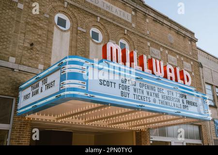 Il simbolo d'epoca del teatro Millwald, Wytheville, Virginia Foto Stock