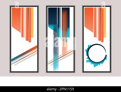 Un set alla moda di composizioni artistiche astratte creative Art minimal ideali per la decorazione delle pareti, come una cartolina o una brochure, vettore di copertina del libro Illustrazione Vettoriale