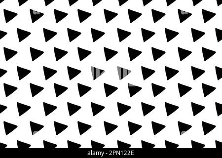 Modello triangolare senza cuciture in stile Memphis. Sfondo tessuto geometrico. Che consistono di triangoli neri su sfondo bianco. Stile collage minimalista all'avanguardia. Illustrazione Vettoriale