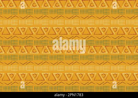 Modello African Wax senza cuciture. Tessuto stampato, ornamento etnico fatto a mano per il tuo disegno, fiori etnici afro e motivi tribali elementi geometrici motivo. Sfondo vettoriale. Illustrazione vettoriale Illustrazione Vettoriale
