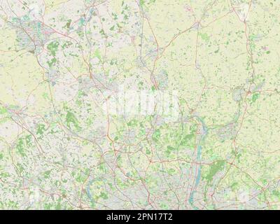 Hertfordshire, contea amministrativa dell'Inghilterra - Gran Bretagna. Aprire la mappa stradale Foto Stock