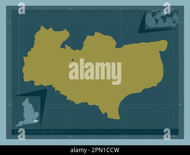 Kent, contea amministrativa dell'Inghilterra - Gran Bretagna. Forma a tinta unita. Mappe delle posizioni ausiliarie degli angoli Foto Stock