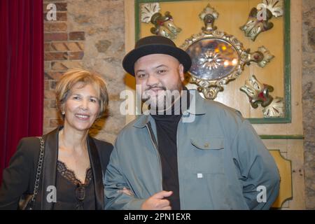 Parigi,Francia.5 Dic,2022.Malika Tabti,Raphael Yem partecipa alla ricezione dei Secours Populaire Francese al Musee Arts Forains, a Parigi, Francia Foto Stock