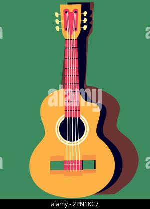 strumento musicale per chitarra gialla, illustrazione vettoriale minimalista Illustrazione Vettoriale