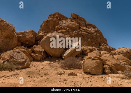 Formazioni rocciose granitiche allo Spitzkoppe in Namibia Foto Stock