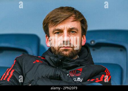 Direttore operativo Football RBFA Jelle Schelstraete nella foto, durante una amichevole partita di calcio femminile tra le squadre nazionali del Belgio , chiamata Red Flames , e la Slovenia, martedì 11 aprile 2023 a Leuven , Belgio . PHOTO SPORTPIX | STIJN AUDOOREN Foto Stock