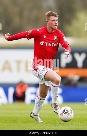 Andy Cannon di Wrexham durante la partita della Vanarama National League all'ippodromo di Wrexham. Data immagine: Lunedì 10 aprile 2023. Foto Stock