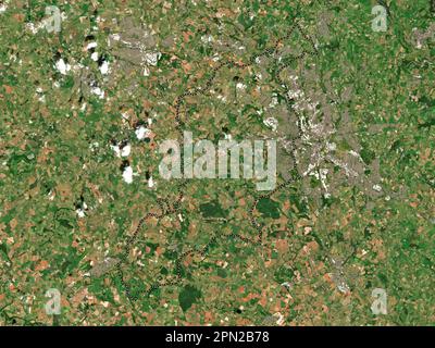 Newcastle-under-Lyme, quartiere non metropolitano d'Inghilterra - Gran Bretagna. Mappa satellitare a bassa risoluzione Foto Stock