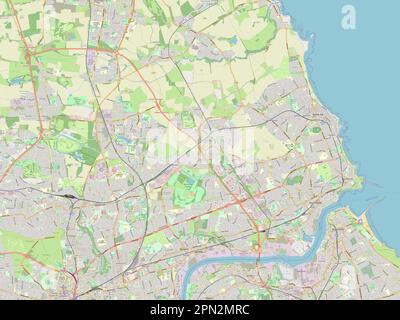 North Tyneside, contea amministrativa dell'Inghilterra - Gran Bretagna. Aprire la mappa stradale Foto Stock