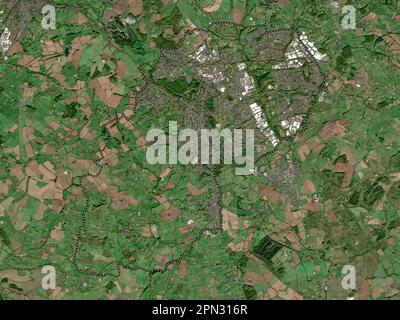 Redditch, distretto non metropolitano dell'Inghilterra - Gran Bretagna. Mappa satellitare a bassa risoluzione Foto Stock