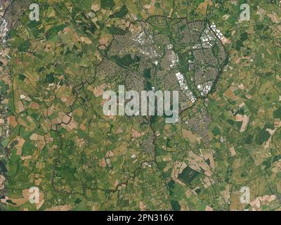 Redditch, distretto non metropolitano dell'Inghilterra - Gran Bretagna. Mappa satellitare ad alta risoluzione Foto Stock