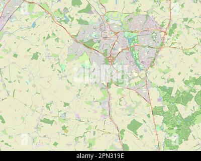 Redditch, distretto non metropolitano dell'Inghilterra - Gran Bretagna. Aprire la mappa stradale Foto Stock