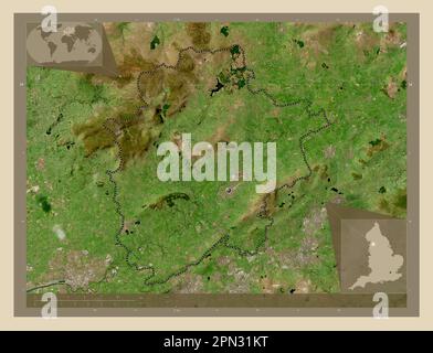 Ribble Valley, distretto non metropolitano dell'Inghilterra - Gran Bretagna. Mappa satellitare ad alta risoluzione. Mappe delle posizioni ausiliarie degli angoli Foto Stock