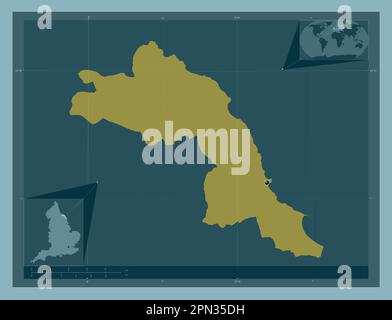 Scarborough, distretto non metropolitano dell'Inghilterra - Gran Bretagna. Forma a tinta unita. Mappe delle posizioni ausiliarie degli angoli Foto Stock