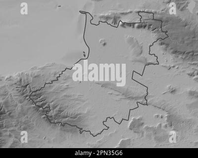 Sedgemoor, distretto non metropolitano dell'Inghilterra - Gran Bretagna. Mappa in scala di grigi con laghi e fiumi Foto Stock