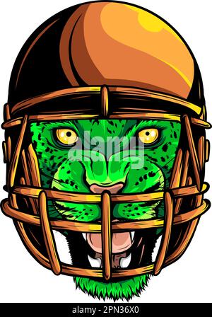 Animale fresco che indossa il casco di rugby su sfondo bianco Illustrazione Vettoriale
