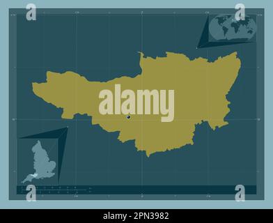 Somerset, contea amministrativa dell'Inghilterra - Gran Bretagna. Forma a tinta unita. Mappe delle posizioni ausiliarie degli angoli Foto Stock