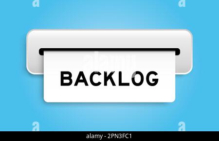 Banner coupon bianco con backlog di parola da macchina su sfondo di colore blu Illustrazione Vettoriale