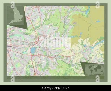Tameside, metropolitan district of England - Great Britain. Open Street Map. Corner auxiliary location maps Foto Stock