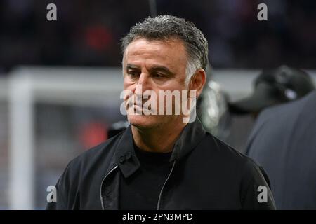 Julien Mattia / le Pictorium - PSG-LENS al Parc des Princes, 15 aprile 2023 - 16/4/2023 - Francia / Ile-de-France (regione) / Parigi - PSG Coach Christophe Galtier durante la partita Uber Eats Ligue 1 tra PSG e RC LENS al Parc des Princes, 15 aprile 2023 Foto Stock