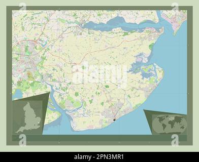 Tendring, distretto non metropolitano dell'Inghilterra - Gran Bretagna. Aprire la mappa stradale. Mappe delle posizioni ausiliarie degli angoli Foto Stock