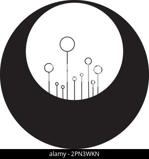 Cestino di fiori in bianco e nero. Icona Doodle monocromatica. Illustrazione vettoriale Illustrazione Vettoriale