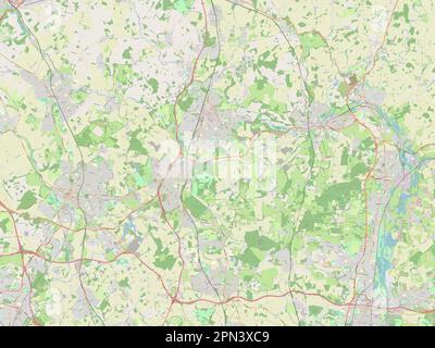 Welwyn Hatfield, distretto non metropolitano dell'Inghilterra - Gran Bretagna. Aprire la mappa stradale Foto Stock