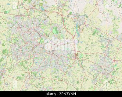West Midlands Combined Authority, regione dell'Inghilterra - Gran Bretagna. Aprire la mappa stradale Foto Stock