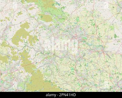 West Yorkshire, regione dell'Inghilterra - Gran Bretagna. Aprire la mappa stradale Foto Stock